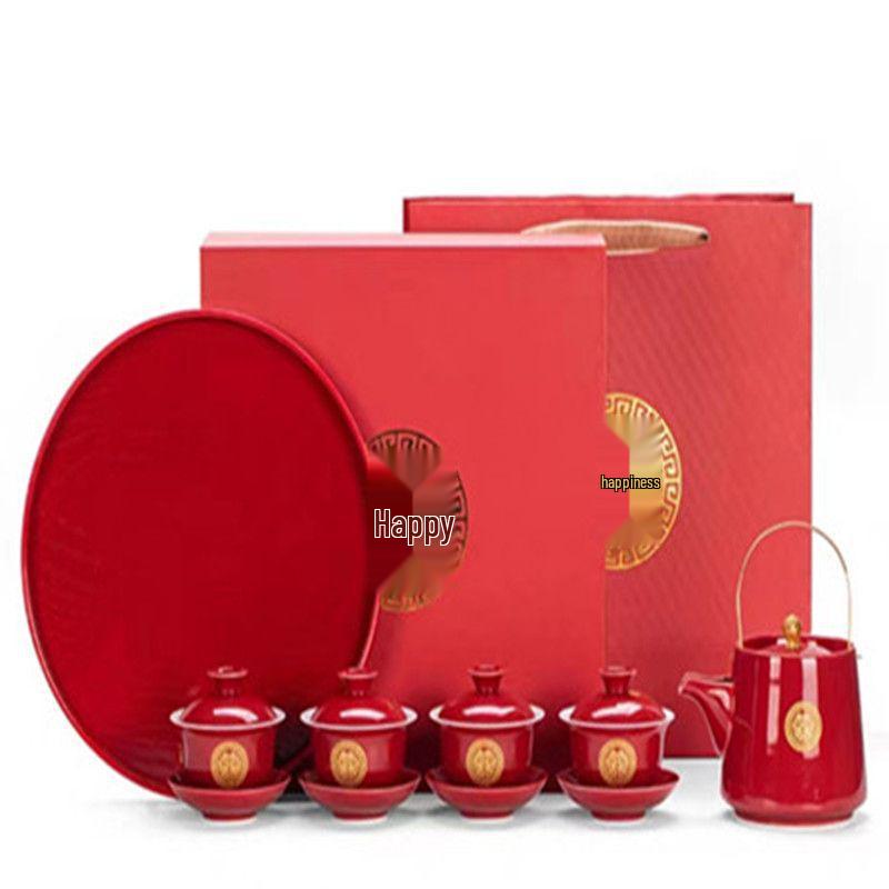 Wedding Tea Set: Complete Cup & Pot Set with Joyful Bowl, Ideal Gift for Newlyweds.