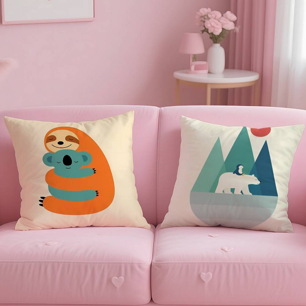 Simple Nordic Modern Anime Pillow Case Safe Custom Photo Pillow, Anti-fade Brushed Fleece Cushion, Maternal & Infant Safe.