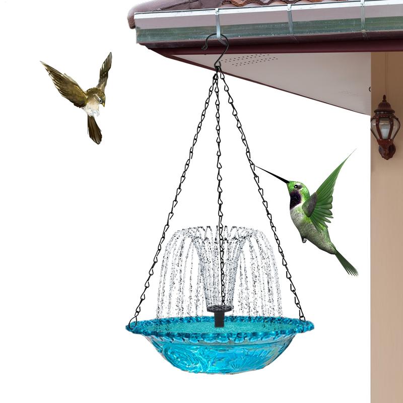 Solar Bird Bath Water Fountains Fountain Hanging Bird Feeder Hanging  Solar Powered Hummingbird Bath Bowl For Garden Bird Feeder