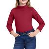 Girls Cute Tops Spring  High Neck Solid Long Sleeve Round Neck Top Party Birthday School Sweaters