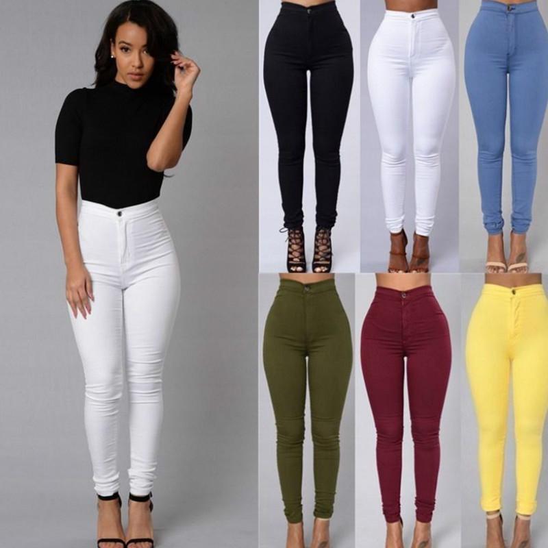 6 Colores Mujer Cintura Alta Fondo Sólido Leggings Casual Jeans Pantalones  Delgados Talla Grande comprar a buen precio — entrega gratuita, reseñas  reales con fotos — Joom
