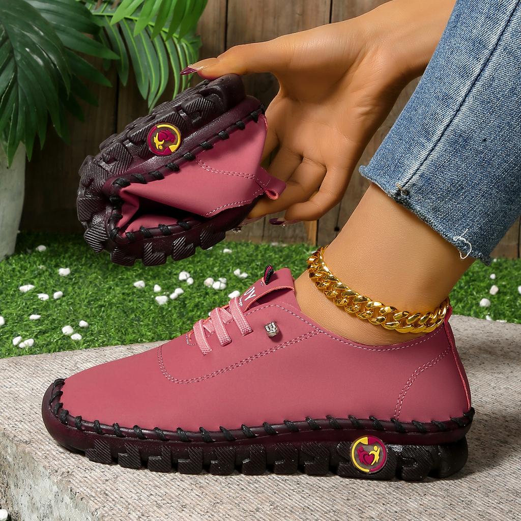 Zachtzoolleren schoenen met runderspierzolen, Comfortabele rode schoenen, Lente echt leer, Eén voet, Niet vermoeiende enkelschoenen