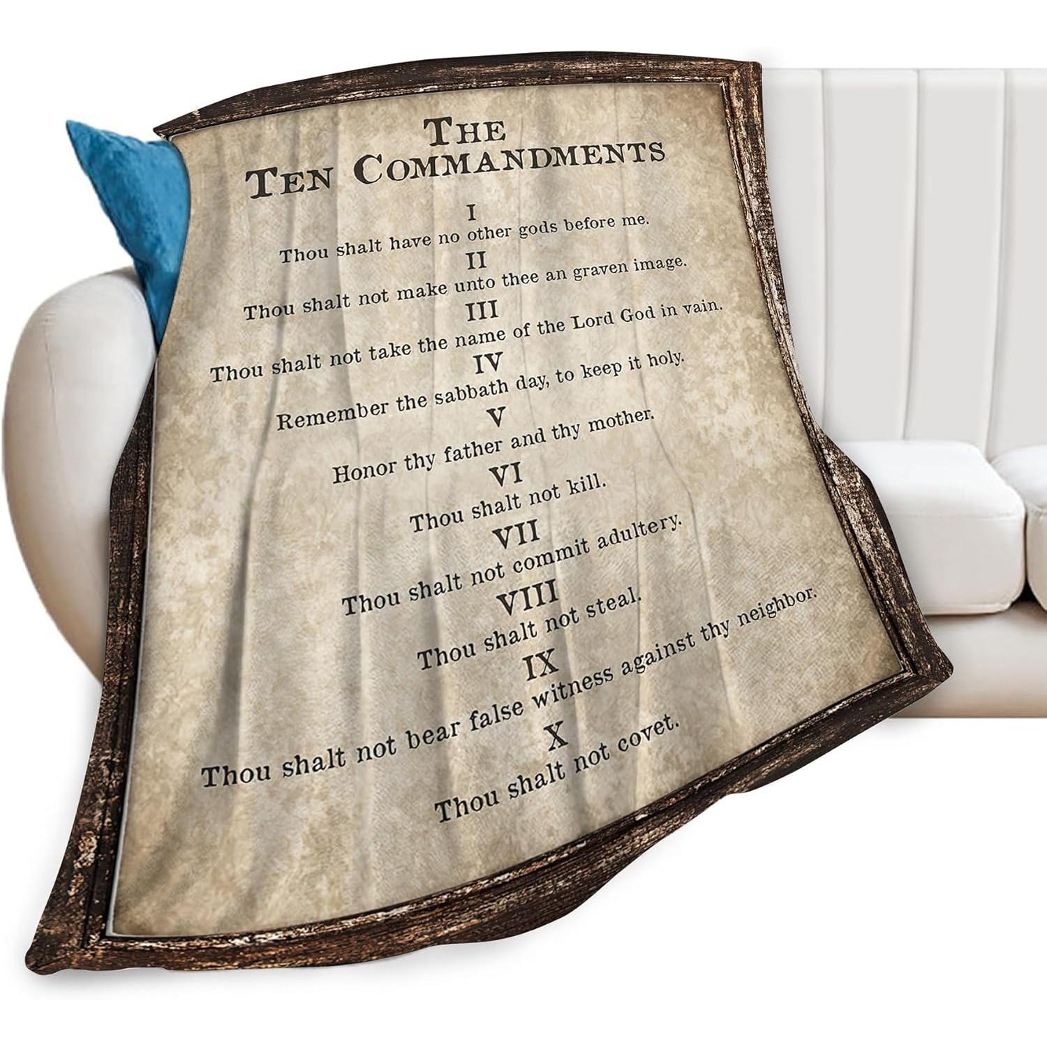 Christian Bible Blanket 10 Commandments Throw Blanket Christian Gifts and Decor Religious Bible Verse Blanket for Women Men Girl 75x90cm