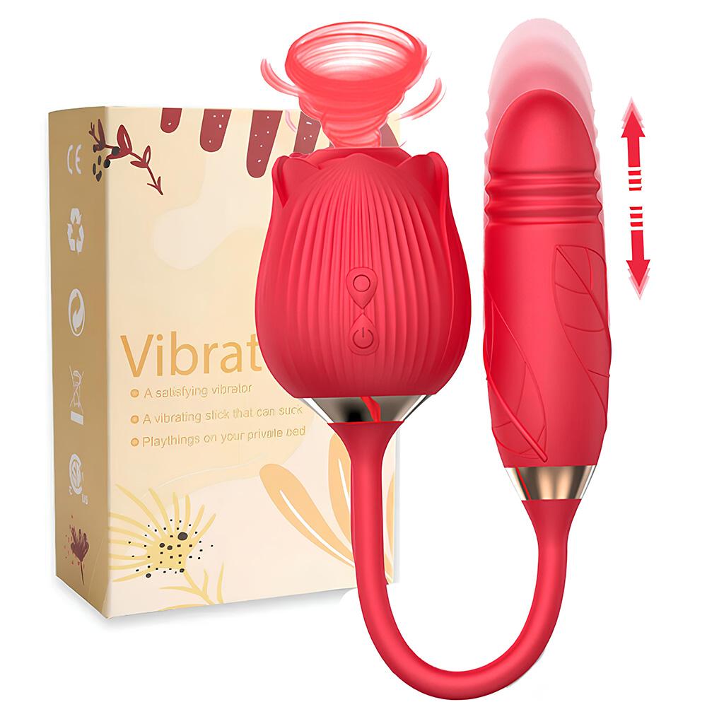 Rose Sucking Vibrator for Women Dildo Thrusting Vibrating Clit Sucker Nipple Clitoris Stimulation Female Sex Toys for Adults