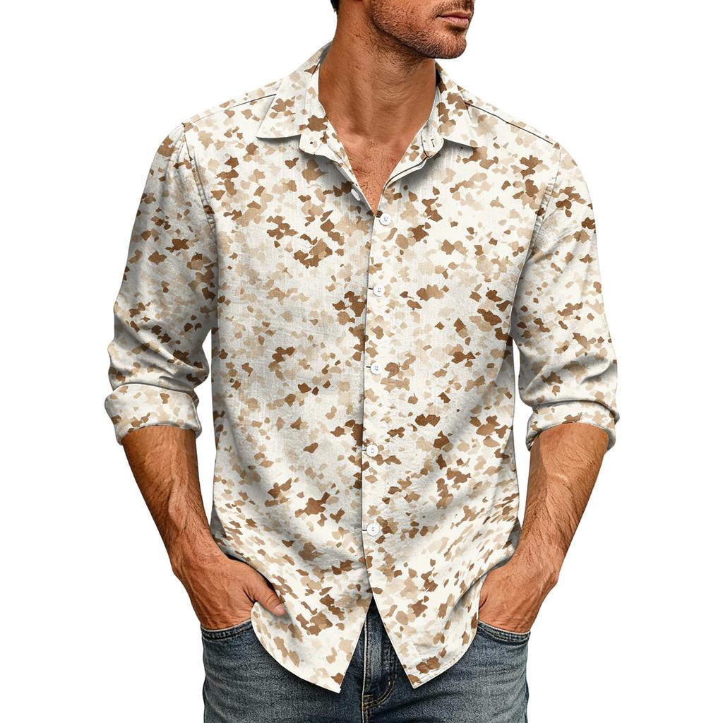 Men's Loose Fit Long Sleeve Shirt Casual Button Down Shirt with Classic Collar for Outdoor Daily Wear Breathable Fabric Suitable for Spring Autumn