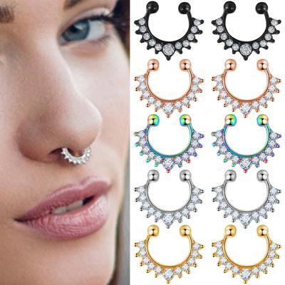 Prsten bezpečný luxusní nehet do nosu Jemný nehet na nos bez zirkonu Nehet do nosu z nerezové oceli Náušnice z chrupavek Spirálové propichované šperky