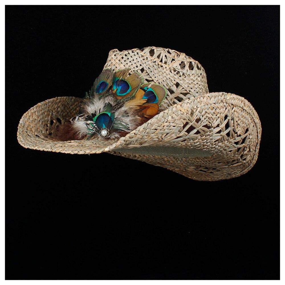 Retro Women Straw Hollow Western Cowboy 
