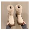 European and American Foreign Trade Large Size Short Tube Velvet Snow Boots Women's Cross-border Hairy Mouth Side Zipper Warm Cotton Shoes
