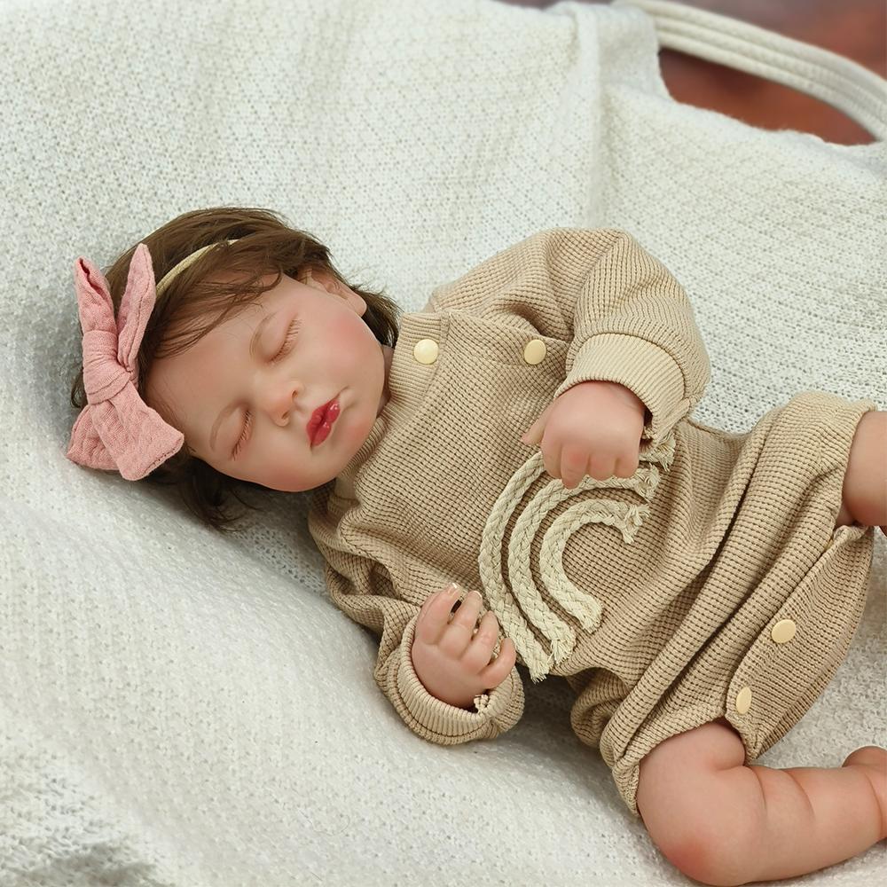 Reborn Bebe Loulou Newborn Dolls Sleeping Baby Handmade Painted Lifelike 3D Skin with Visible Veins Doll Toy
