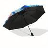 Disney Stitch, Stars Themed Automatic Opening and Closing Folding Umbrella, Portable - Durable, 8-rib Umbrella Frame, Very Suitable for Busi