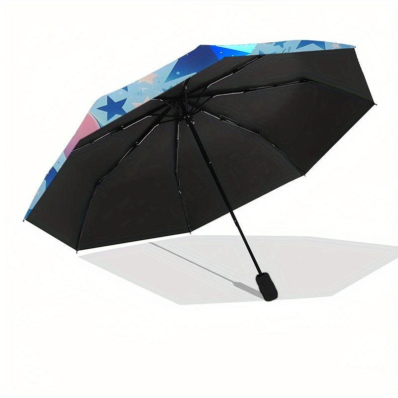 Disney Stitch, Stars Themed Automatic Opening and Closing Folding Umbrella, Portable - Durable, 8-rib Umbrella Frame, Very Suitable for Busi