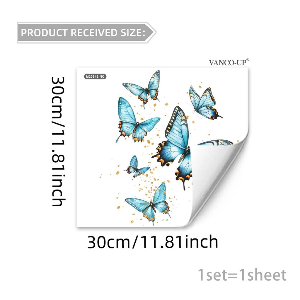 Self-adhesive Fresh Potted Flowers Butterflies Wall Stickers for Living Room Bedroom Home Background Decor