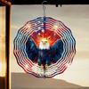 2D Patriotic Eagle Wind Chime Kinetic Metal Art for Outdoor Decor Rotating Hook Colorful Reflective Garden Ornament Unique Gift Idea