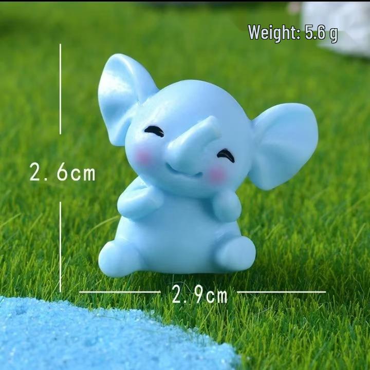Adorable Blue Elephant Resin Ornament for Creative Desk or Miniature Scenery