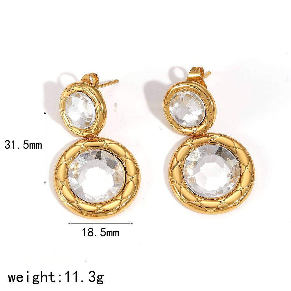Geometric Stainless Steel Earrings With Zirconia For Women Summer Fashion Jewelry