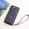 IPhone 17 Hülle: Kompatibel mit Apple 16 Pro Max, 15, 14 - Denim-Textur mit Armband-Kartenhalter