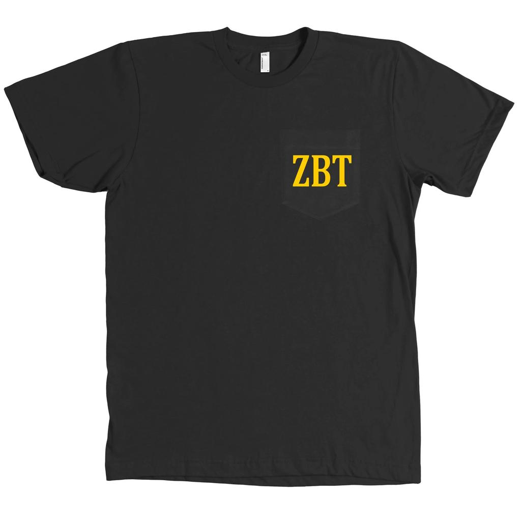 ZBT Zeta Beta Tau Bella + Canvas POCKET Black T Shirt Fraternity Letters NEW