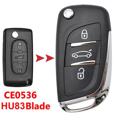 Modified Flip Key Shell Case Remote Key Case 3 Button for Peugeot 306 407 408 607 for Citroen C4 C2 Car Key CE0536 HU83 Blade