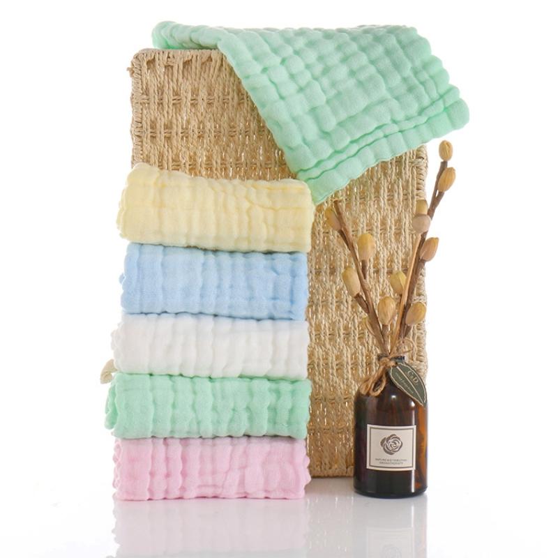 5pcs Soft Absorbent Kids Washcloths Cute Printed Square Towels Lightweight Skin Friendly Baby Face Hand Bath Cotton Cloth