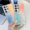 Samsung S25ultra Electroplated Laser Phone Case Suitable for S24plus Feather A56 Pearl Bracelet Hard Set