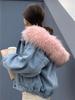 Women Warm Denim Short Coat Collar Jacket Slim Winter Hooded Outwear Coats