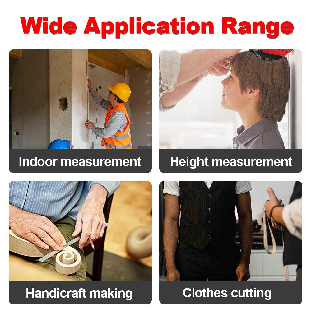WISEUP 30/50M Fiberglass Tape Measure Double Face Printing Clad Measuring Tape Hand Cranked Tape Measure for Building Surveying