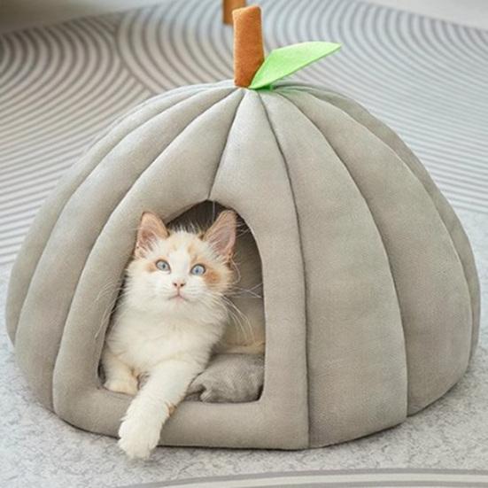 Plush Pumpkin Pet House with Removable Cushion Autumn Winter Warm Small Medium Dog Cat Bed Cave Plush Indoor Kitten Puppy Sleeping Nest