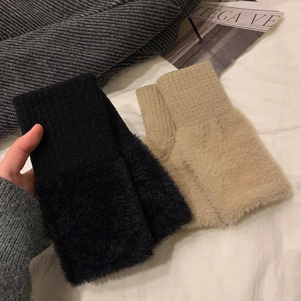 Xiaomi 1pair/2pcs Winter Women Plush Gloves, Windproof and Warm, Convenient for Indoor Work,Writing, Fashionable Daily Commuting Items