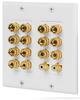 Fosmon Home Theater Speaker Wall Plate Copper Audio Distribution Outlet Panel with Banana Plug Binding Speaker Sound Audio Connector Insert Jack