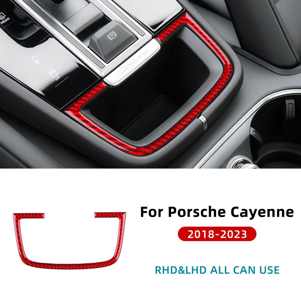 Carbon Fiber Style Interior Sticker for Porsche Cayenne 2018-2023 LHD RHD Gear Shift Panel Center Console Storage Organizer