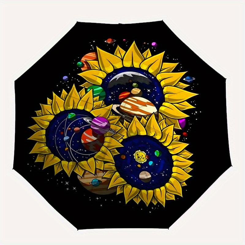 1pc Sunflower Galaxy Artwork Umbrella with Plastic Handle,Suitable for All Seasons Home Travel Outdoor UmbrellaB1600
