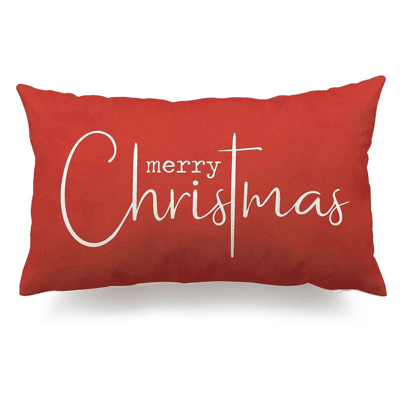 

49*29cm Merry Christmas Decorative Pillow Cover Minimalist Linen Throw Pillowcase Christmas Decoration Cushion Cover for Sofa 30cm x 50CM
