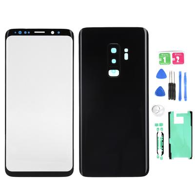 Phone Rear Back Glass Cover Front Screen Glass Lens Replacement Set for Samsung S9+ G965(Black )