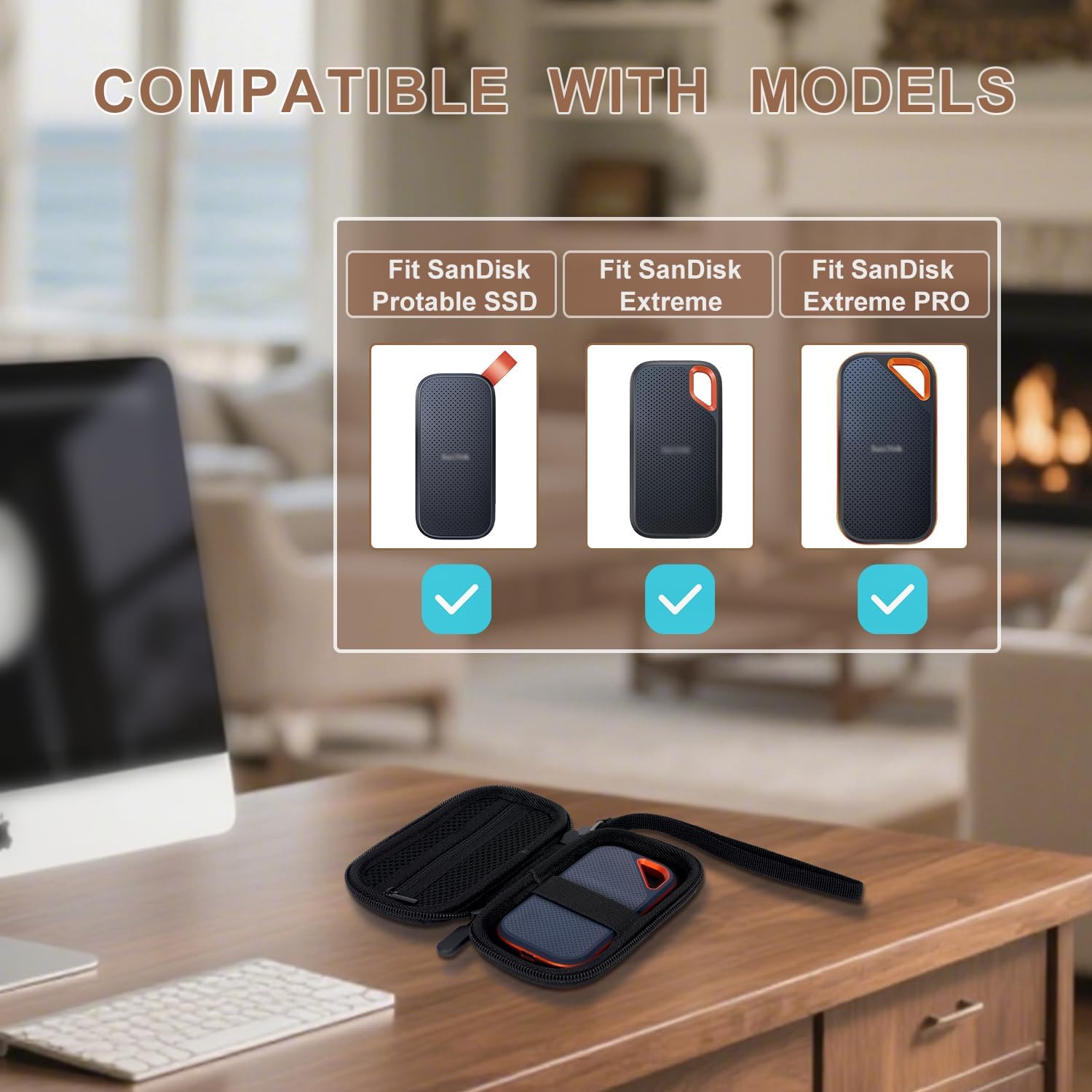 Портативный чехол для SSD, совместимый с, SanDisk Extreme Pro/SanDisk Extreme Portable External SSD 500 ГБ 1 ТБ 2 ТБ, Жесткий дорожный кейс для переноски, Домашнее хранение