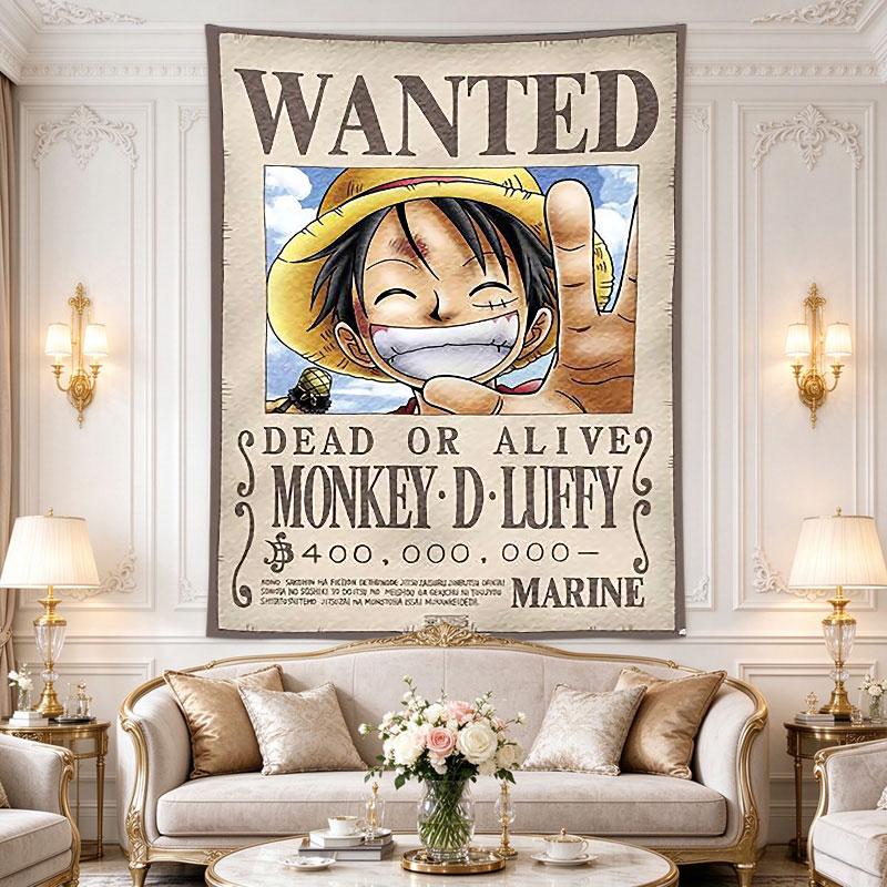 One Piece Hledaný plakát Monkey D. Luffy 400 milionů Beli Námořnictvo Vintage