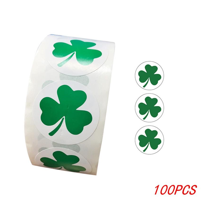 100-500pcs 1 Inch Clover Stickers Saint Patrick's Day Shamrock Stickers for Gift Decor Daily Necessities Green Lucky Seal Labels