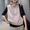 Women Ves Hooded Cardigan Sleeveless Drawstring Loose Sun Hem Solid Color Zipper Closure Protection Casual Sports