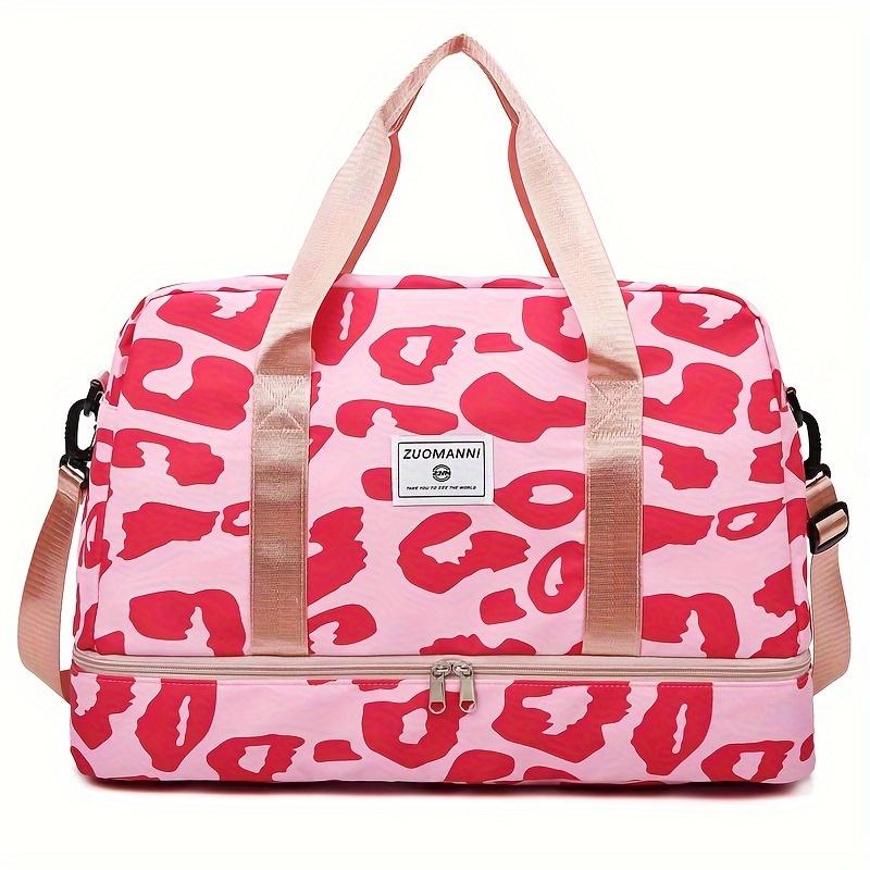 Borsa da Viaggio Stampata alla Moda Borsa da Viaggio di Grande Capacità Borse per Viaggi a Breve Distanza Stampa Leopardata Borse da Donna per il Tempo Libero Borse per la Conservazione delle Vacanze