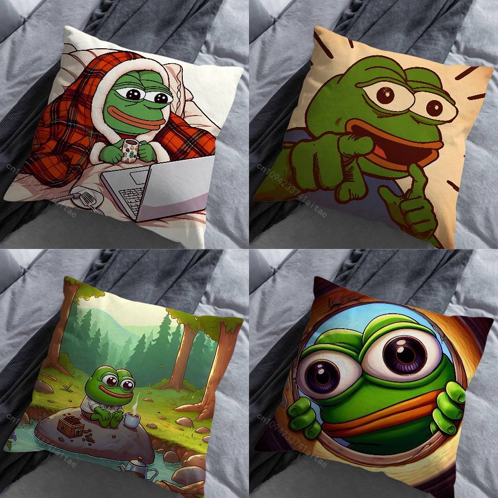 Funny Art PPepe The Frog Throw Pillow Case Living Room Sofa Cushion Cover For Home Bedroom Decoration Protector