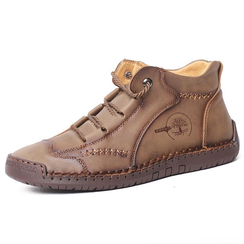 

Handmade leather men s shoes 2024 spring new matte business casual shoes low-top tooling soft-soled leather shoes Martin shoes 48 хакі