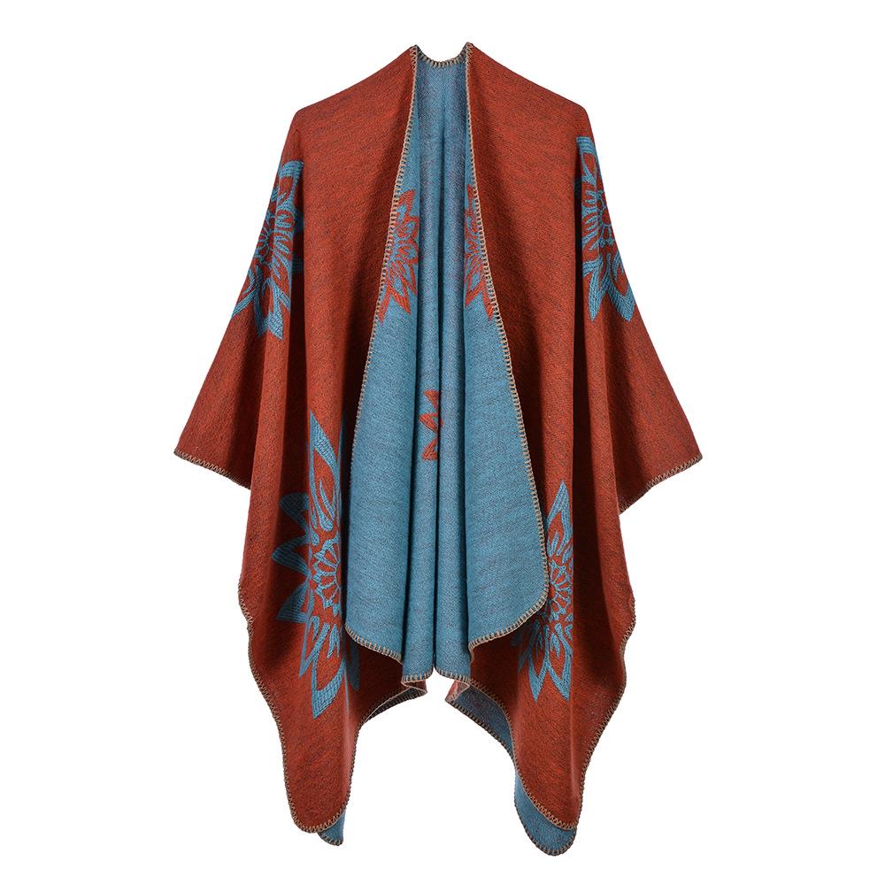 Ponchos Coat  Cashmere Scarves Women Winter Warm Shawls And Wraps Pashmina Thick Capes Blanket Femme Scarf