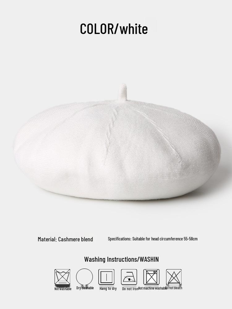 Women's Cashmere Knitted Beret - Autumn/Winter Korean Style, Flattering Fit, Japanese Wool Painter Hat.