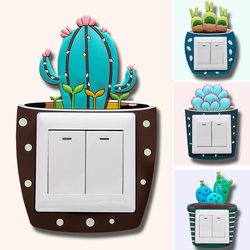 Luminous Cactus Switch Cover: Creative Wall Stickers and Decorative Socket Covers