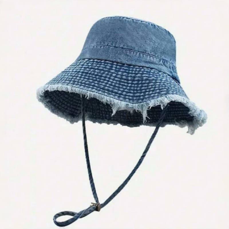 Women's Japanese Style Cotton Bucket Hat – Solid Color Sun Protection Panama Hat for Travel and Shopping