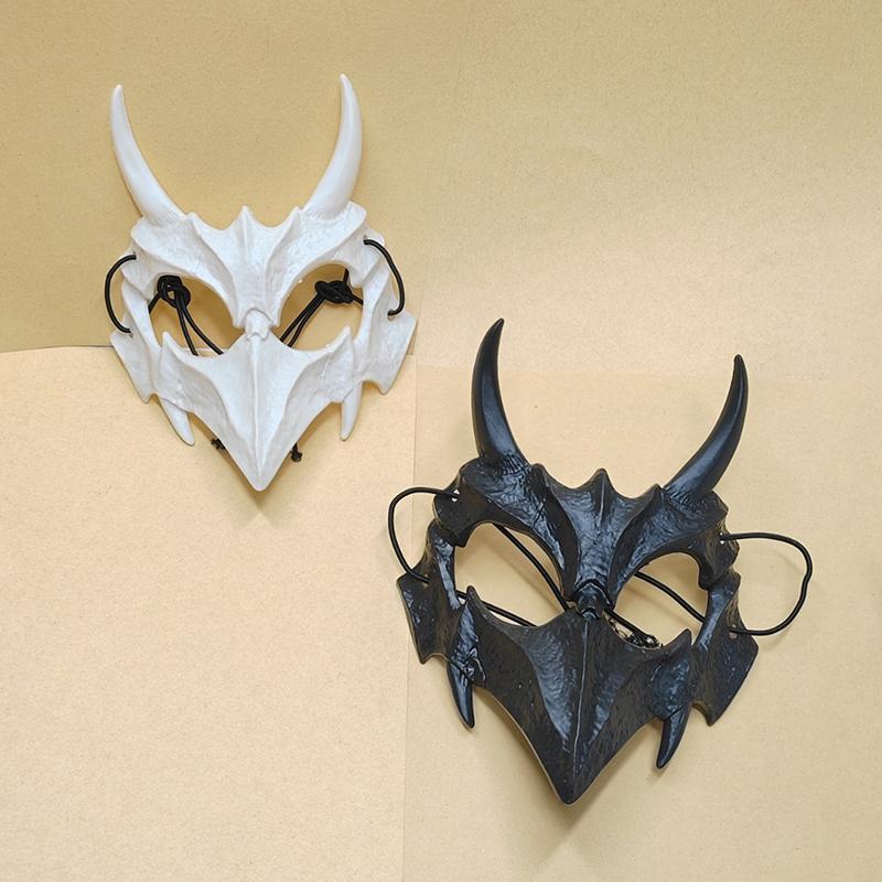 Maschera Teschio Festa Denti Lunghi Demone Scheletro Mezza Maschera Lupo Drago Tigre Maschera Houjuu Nue Cosplay Halloween Accessori Costume
