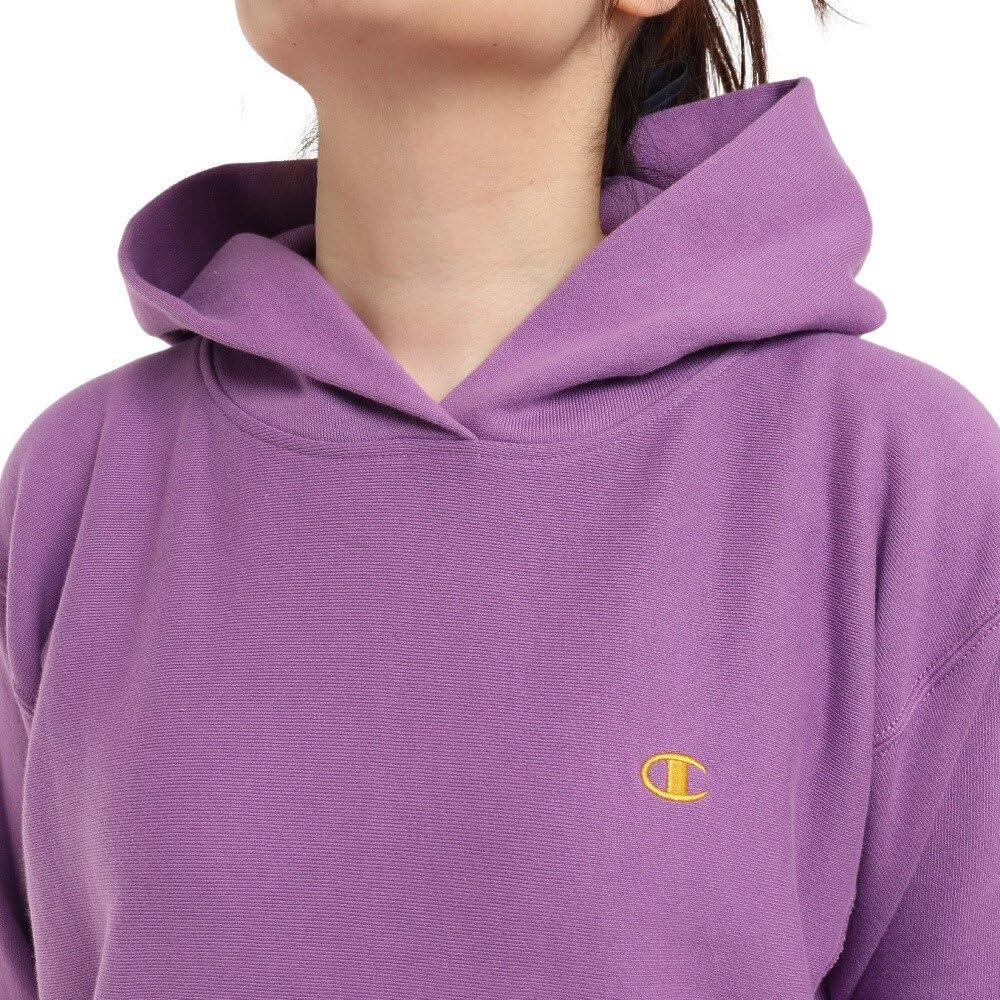 Champion Long Sleeve Cotton 10oz Ribbed Knit Reverse Weave Hooded Sweatshirt Size M Women's 100% (CW-W102), Purple,