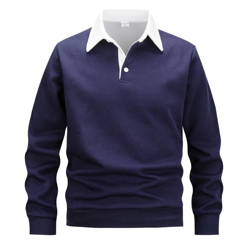 

Толстовка с капюшоном Polo Collar Trendy Men s Hoodie Casual Universal Pullovers & Long Sleeves Men s Sweatshirts S темно-синий