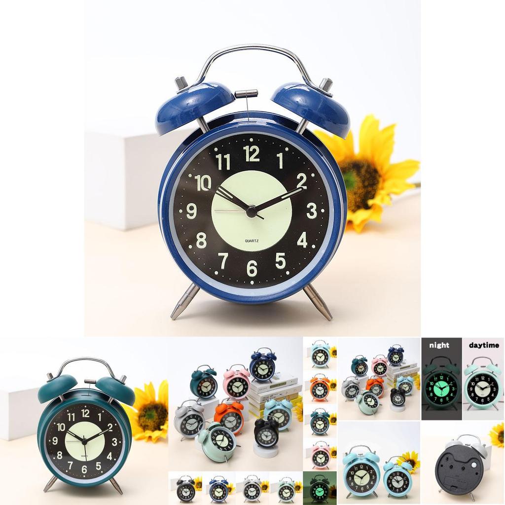 Battery-powered Round Nighttime Luminous Alarm Clock For Bedroom Table