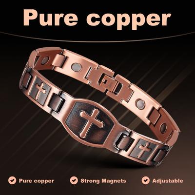 Vintage Magnetic Bracelet Men Pure Copper Magnetic Bracelet Arthritis Health Energy Chain Link Bracelets Male