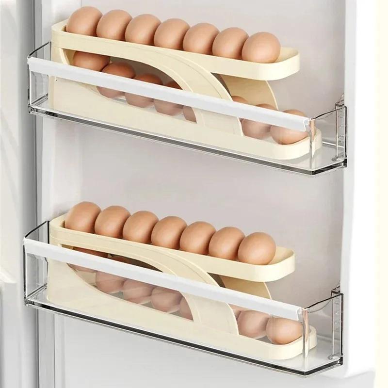 Kühlschrank Automatische Scrollen Ei Rack Halter Lagerung Box Für 15 Eier Eier Korb Lebensmittel Container Kühlschrank Lagerung Box